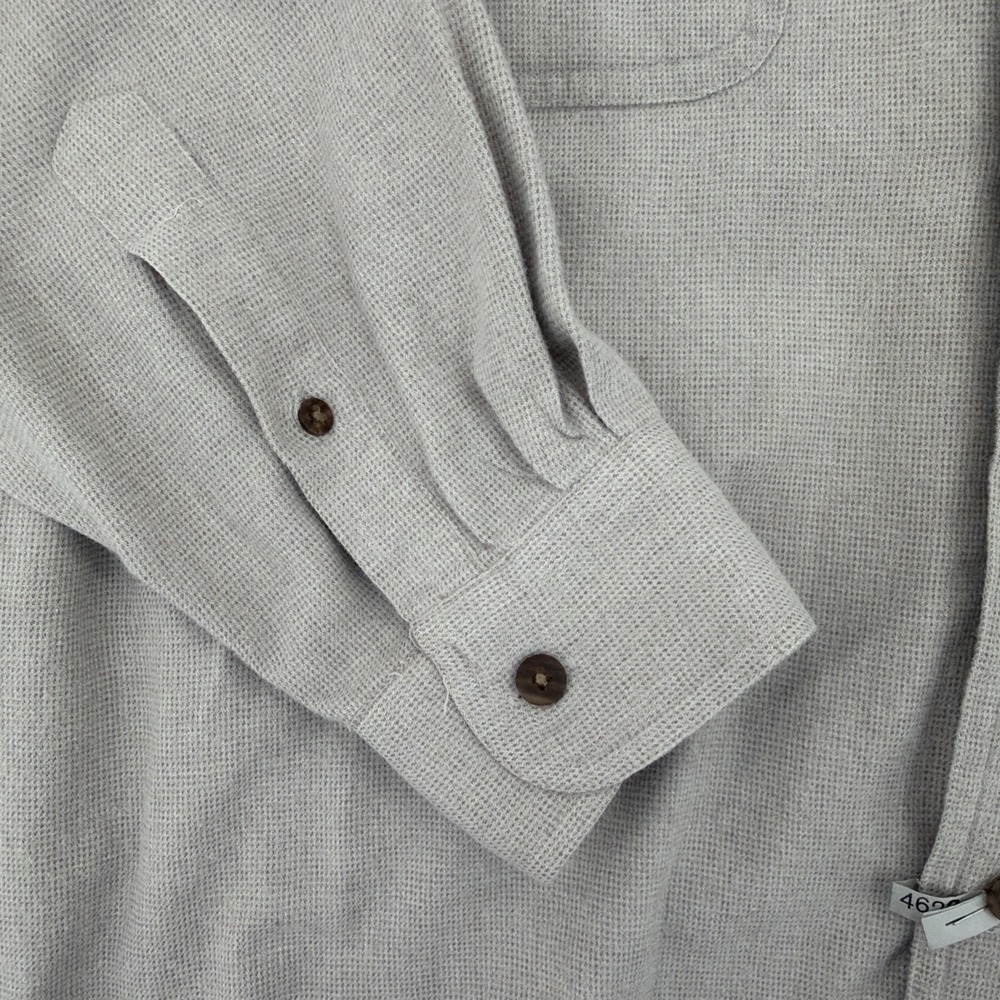 Vintage 90s Eddie Bauer Denim Shirt Mens M 100 Cotton Beige Button Down Workwear - Picture 11 of 15